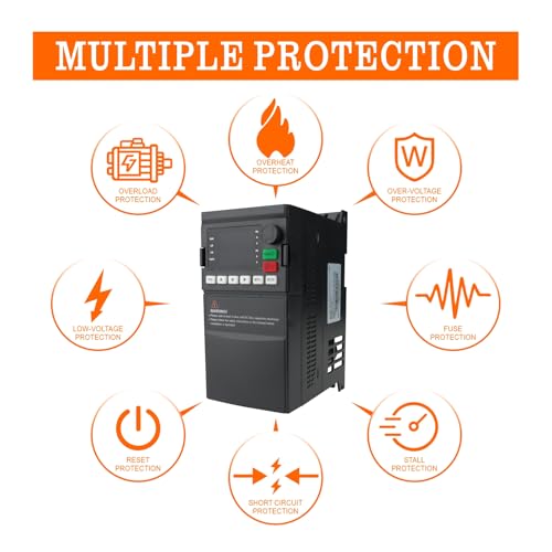 VFD 220V / 2.2KW 3HP 10A ，Single Phase 220V-240V Input to 3 Phase 220V-240V Output Variable Frequency Drive, VFD for AC Motor Speed Control ，Single-Phase Input, 3 Phase Output