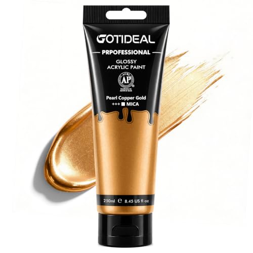 GOTIDEAL Copper Gold Acrylic Paint, 8.45oz/250ml, Bronze Paint - color: Pearl Copper Gold