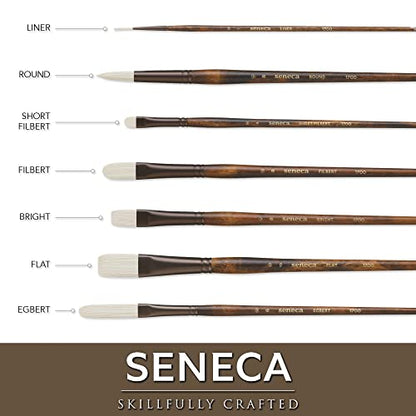 Seneca Artist Brushes by Willow Wolfe, Professional Synthetic Bristle Paint Brush for Acrylic, Oil and Water Mixable Oil, Series 1700, 8 Flat - size: 8
