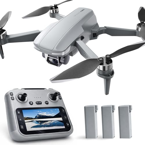 GPS Drone with EIS 4K Camera for Adults , RC Drones with 4.5 inch HD Screen on Controller, Auto Return, 3 Batteries for 90 min Flight Time, 3280 FT Long Control Range Transmission, Circle Fly and Follow Me Mode, Foldable Quadcopter for Beginner, Under 249