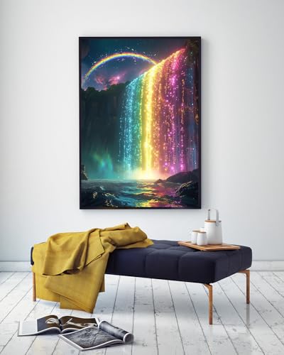 Waterfall Diamond Art Kits for Adults, 5D Diamond Painting Kits for Adults - color: Rainbow Falls