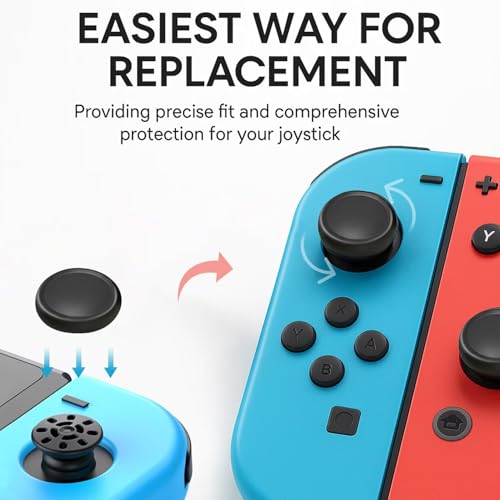 Ferkurn NS Joystick Controller Replacement Thumb Grip Cap Compatible with N-Switch OLED& NS Lite, JC Joystick Grip Button Stick Cover Controller 3D Skin Replacement Part Repair Kit Accessories - color: Grey