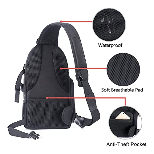 MOSISO Camera Sling Bag, Photography Shoulder Bag Compact Camera Backpack - color: Black