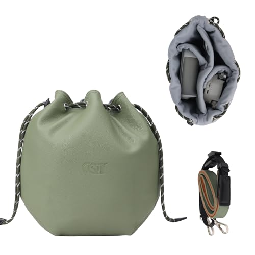 Drawstring Mini 4K 3 4 5 Pro Drone Camera PU Leather Crossbody Shoulder Bag - color: Olive Green