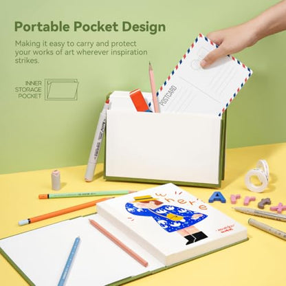 Arrtx Hardcover Sketch Book, 60 Sheets, 8.5 x 6.1 Inches - size: A5