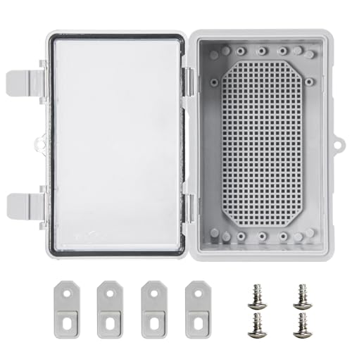 Outdoor Waterproof Electrical Box Junction Box ABS Plastic Electrical Enclosure Hinged Cover Electric Box with Mounting Plate for Outdoor Indoor Wiring Projects Clear 8.2"x5.1"x4.3" - color: Clear, size: 8.2"x5.1"x4.3"