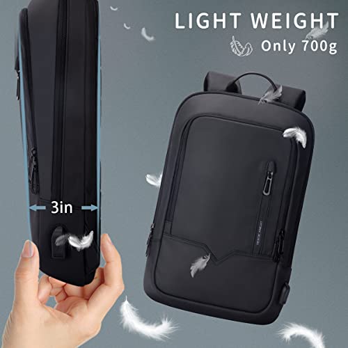 hk Backpack for Men Business Slim Laptop Bag - color: Black, size: 15.6 Inch