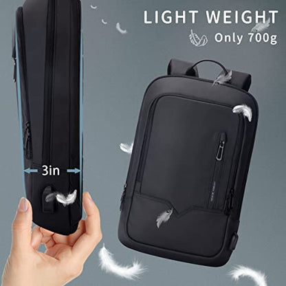 hk Backpack for Men Business Slim Laptop Bag - color: Black, size: 15.6 Inch