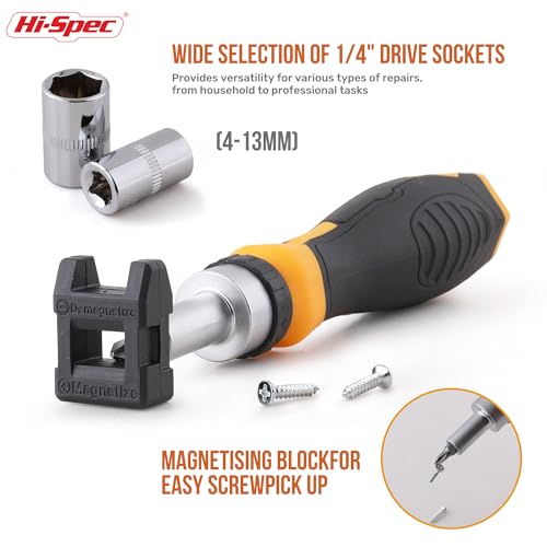 Hi-Spec Multi Screwdriver Bit Set and 1/4 Inch Socket Set with Handles - size: 78pc