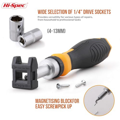 Hi-Spec Multi Screwdriver Bit Set and 1/4 Inch Socket Set with Handles - size: 78pc