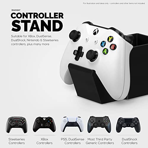 Desk Organizer with Game Controller Holder, Tablet Stand for iPads/iPhones, TV Remote & Pen Storage, Reduce Desktop Clutter, Have All Your Side Table Items in One Space (Black) - color: Controller & Tablet Black
