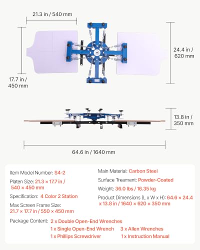 VEVOR Screen Printing Machine 4 Color 2 Station Silk Screen Printing Press - color: 4Color-2Station
