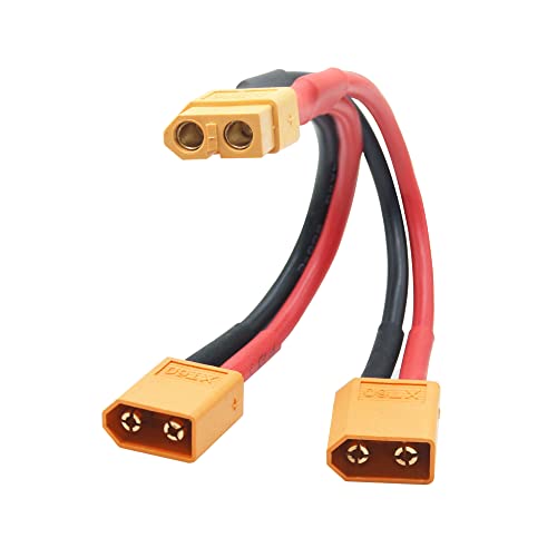 Short XT60 Parallel Battery Connector Cable 3.9", Y Splitter Adapter Plug - size: XT60 1 Female to 2 Male - 1Pcs
