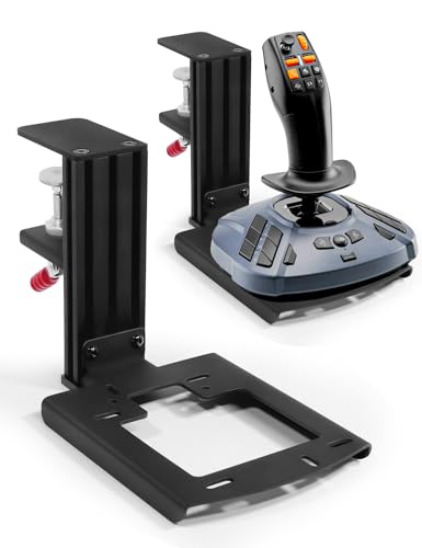 Metal Desk Mount for Flight Sim Stick Compatible with Thrustmaster SimTask Farmstick, T-Flight Hotas One, T-Flight Hotas X, T16000M FCS, TCA Sidestick, Quick Release/ Sturdy Clamp/ Height Adjustable