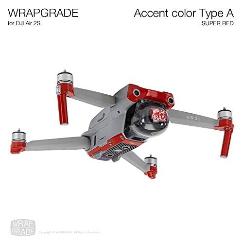 Wrapgrade Skin Compatible with DJI Air 2S | Accent Color A (Super RED) - color: Super Red