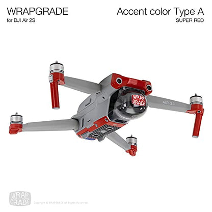 Wrapgrade Skin Compatible with DJI Air 2S | Accent Color A (Super RED) - color: Super Red