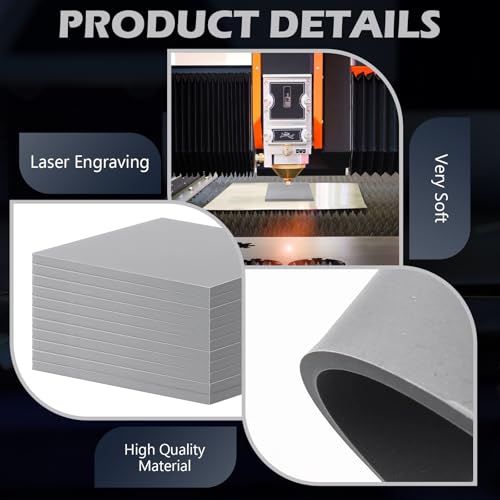 Maitys 24 Pcs Rubber Stamp Sheets for Laser Engraving Machine, Gray - color: Gray