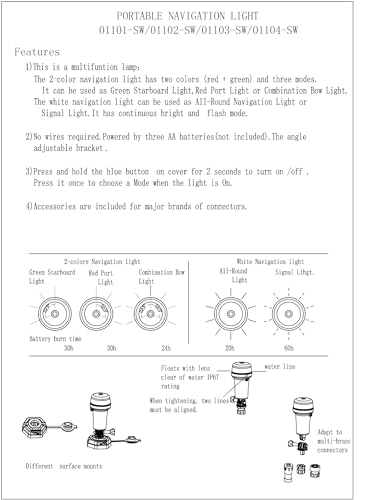 Pactrade Marine Navigation Lights for Boats LED - Red/Green Battery Powered Nav Lights for Boats - Adaptor & Surface Mounts (Curved), Swivel Base, 3-Mode Operation - 1NM Waterproof - style: Adaptor & Surface Mounts (Curved), Swivel Base