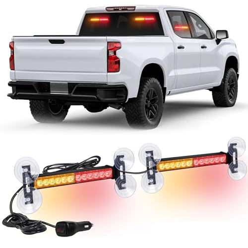 XRIDONSEN 2x 10.7 inch Strobe Light Bar 24 LED Amber Red Emergency Lights - color: Amber/Red