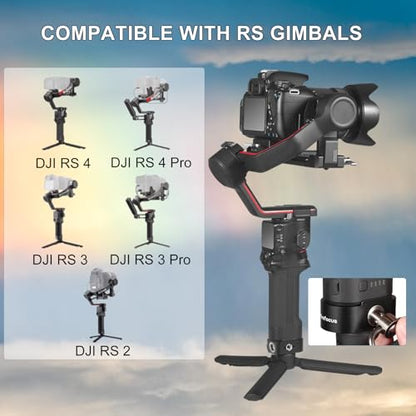 Battery Handle Base, Baseplate Accessory Mounting Bracket with QD Socket, Compatible with DJI RS 4/RS 4 Pro/RS 3/RS 3 Pro/RS 2, 1/4" & 3/8" Threads - color: W3206