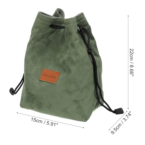 PATIKIL Camera Lens Pouch, M Size Drawstring Case, Flannel Handbag With Adjustable Shoulder Strap for DSLR Lens, Green - color: Green, size: M