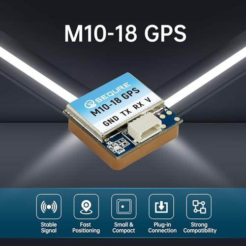 SEQURE M10-18 Mini FPV GPS Module with Upgraded 10th Generation Chip Ceramic Antenna Fast Satellite Positioning Ubx GPS for FPV Racing Drones More Position Modes - size: M1018