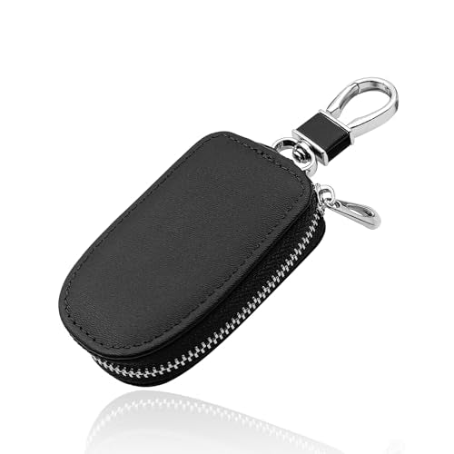 1 PCS Car Remote Control Key Bag, Car Key Fob Cover Case, Built-in Anti-fall Key Storage Pendant, Fits For Cars (Black) - color: Black