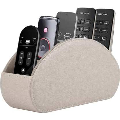 Remote Control Holder,TV Remote Caddy/Box with 5 Compartments,Bedside Table Organizer for Controller,Glasses,makeup brushes,jewelry and Media Player,Pen/Pencil Storage (Cream) - color: Cream