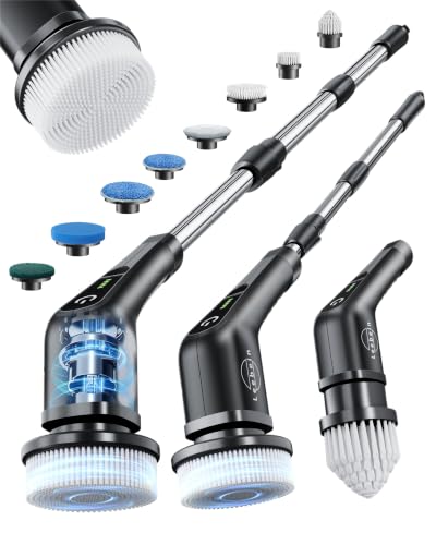 Electric Spin Scrubber, Cordless Cleaning Brush for Bathroom, Home - color: All Black
