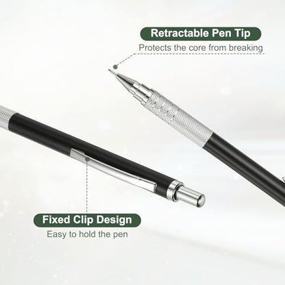 PATIKIL 2Pcs Mechanical Pencil 0.9mm, Lead Pencils Mechanical Holder, Black - color: Black