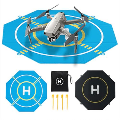 Drone Landing Pad Portable Foldable with Night Vision,20in Double-Sided Waterproof Helipad for DJI Mavic 3/Mini 4K/Air 3S/Neo/Flip/Avata 2 RC Drones Helicopter, Drone Landing Pad Accessories - color: 20in-blue