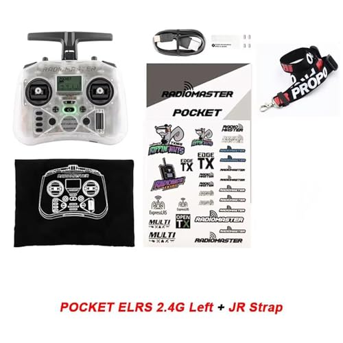 SPARKHOBBY RadioMaster Pocket Remote Control Left 2.4GHz ELRS FCC with Hall Gimbal Transmitter for RC Fixed-Wing Boat Drones (2.4G White Left JR) - style: 2.4G White Left JR