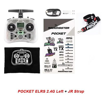SPARKHOBBY RadioMaster Pocket Remote Control Left 2.4GHz ELRS FCC with Hall Gimbal Transmitter for RC Fixed-Wing Boat Drones (2.4G White Left JR) - style: 2.4G White Left JR