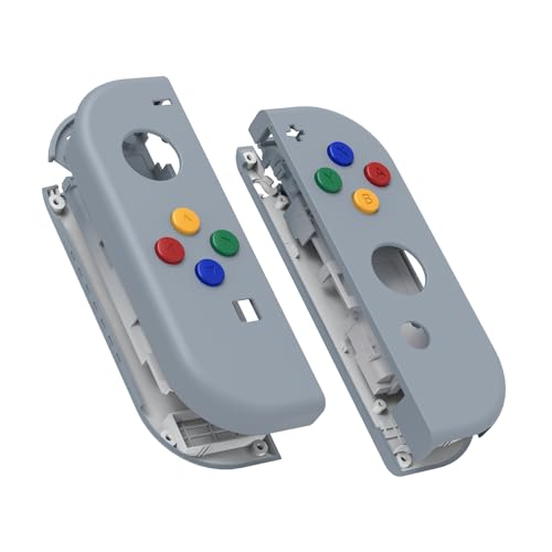 eXtremeRate DIY Replacement Shell Buttons for Nintendo Switch & Switch OLED, New Hope Gray Custom Housing Case with Corlorful Button for Joycon Handheld Controller [Only The Shell, NOT The Joycon] - color: New Hope Gray