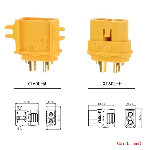 ELFCULB 10 Pairs Amass XT60HL Connectors for FPV Drones and RC Models - color: 10 Pairs XT60HL