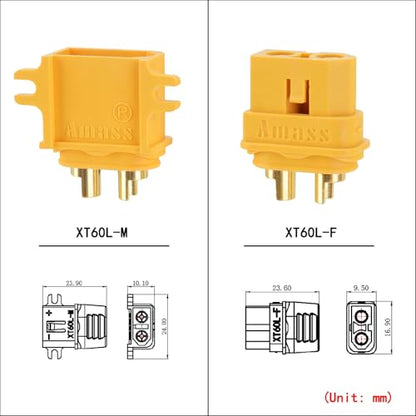 ELFCULB 10 Pairs Amass XT60HL Connectors for FPV Drones and RC Models - color: 10 Pairs XT60HL