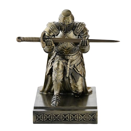 Medieval Templar Vanguard Officer Knight Pen Holder Desk Organizers Bronze - color: Bronze