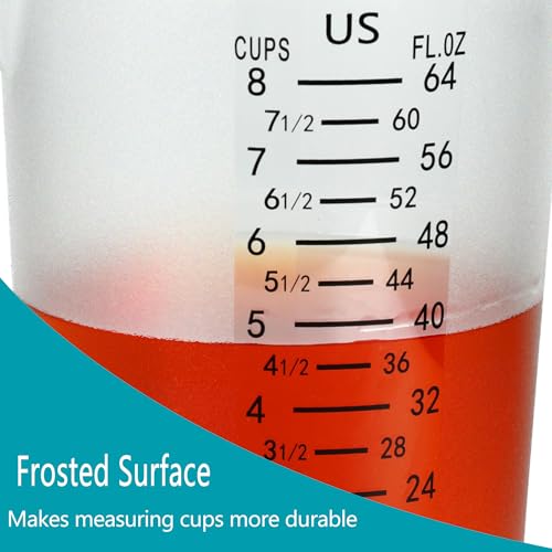 8 Cup/2-Quart Large Measuring Cups, Clear, Strong Food Grade Liquid Measure Pitcher, for Home Hobbies/Professional Kitchen - size: 8 Cup