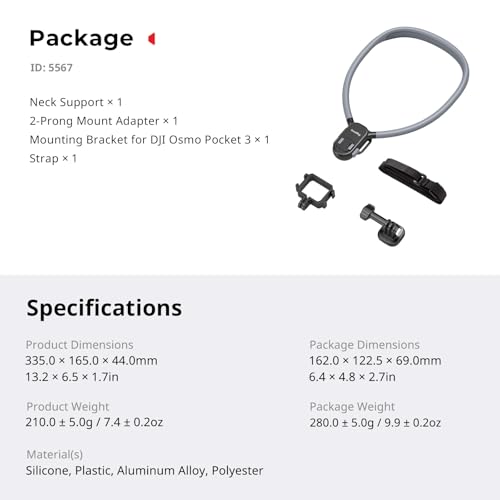 SMALLRIG Action Camera Magnetic Neck Mount with Strap for Hands-Free Vlog - style: for Pocket 4P/4/3&Action Camera