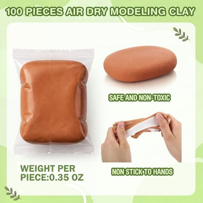 Air Dry Clay Bulk, Modeling Clay for Kids, 100 Pcs, Brown - color: Brown