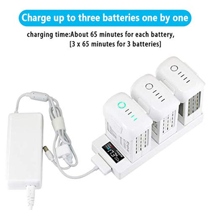 Hanatora Battery Charging Hub for DJI Phantom 4/4 Advanced/4 Pro V2.0/4 Pro Plus Obsidian, 3 in 1 Multiple Charger with Charge Indicator LCD Display