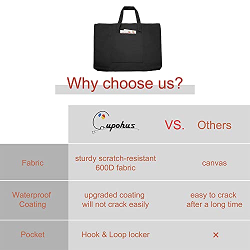 Cupohus Waterproof Art Portfolio Bag 23" x 32" with Outer Pockets and Handle, Student Carrying Storage Bag - size: 23" x 32" x 2"
