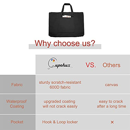Cupohus Waterproof Art Portfolio Bag 23" x 32" with Outer Pockets and Handle, Student Carrying Storage Bag - size: 23" x 32" x 2"