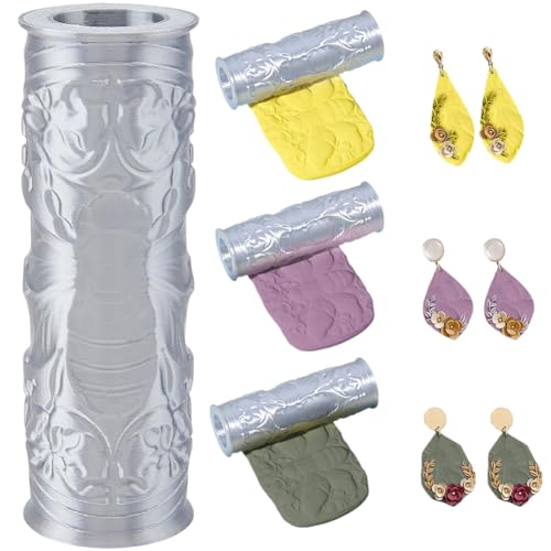 CRASPIRE Clay Texture Rollers Pottery Embossing Roller Bees Pattern Gray Plastic Polymer Like Textured Modeling Shaping Art Tools Hand Stamps for Ceramic Jewelry Making Earrings DIY Craft Supplies - style: Bees