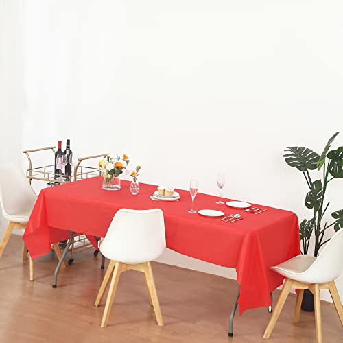 Evershine (12-Pack Heavy Duty Plastic Table Covers Tablecloth (Reusable) (Rectangle 54" X 108", Red) - color: Red, size: 12 PACK Rectangle 54" X 108"