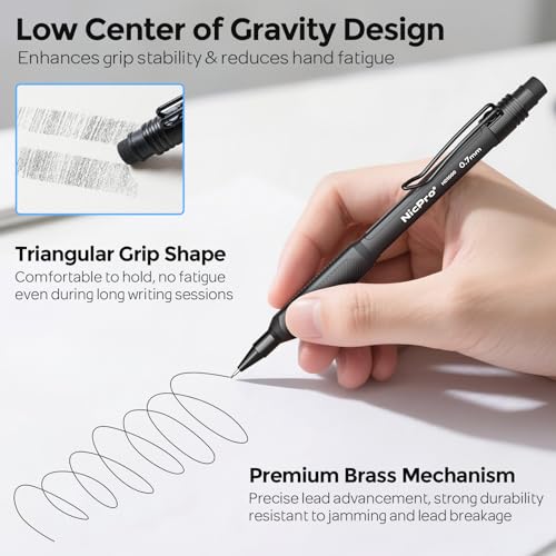 Nicpro 0.7 mm Mechanical Pencil Set with Case, 3PCS Mechanical Pencils 0.7 - style: 0.7mm(3 Pcs)