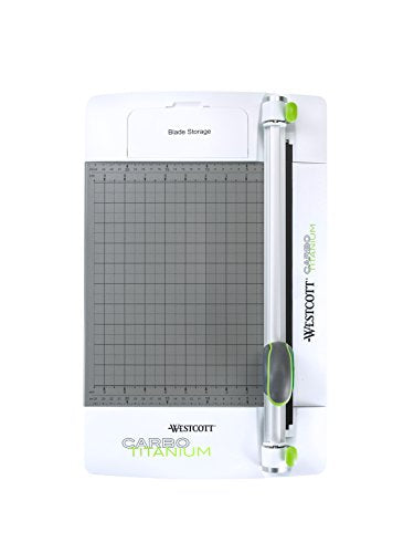 Westcott 12" CarboTitanium 45mm Rotary Metal Base Trimmer, White, Green (16718)
