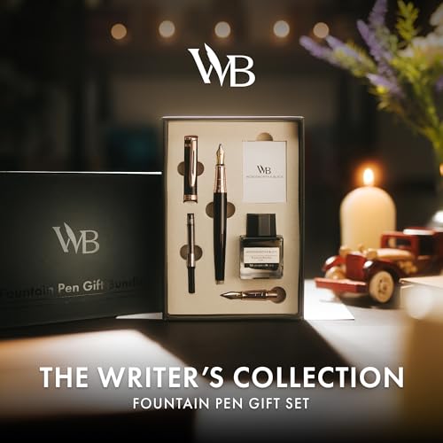 Wordsworth & Black Fountain Pen Gift Set, Medium & Extra Fine Nib, Black Rose - color: Black Rose Gold