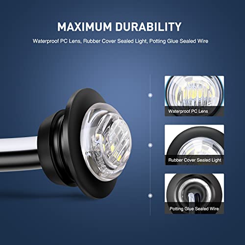 Nilight 30 PCS 3/4" Round Clearance Light LED Front Rear Side Marker Lights - color: 30Pcs Amber Red White