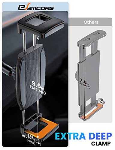 eSamcore Tablet Holder for car, 1.57" Extra Deep Clamp for iPad for Car Dashboard Gooseneck iPad Dash Mount Windshield 360° Rotating Suction Cup Mount for 6"-11" Tablet